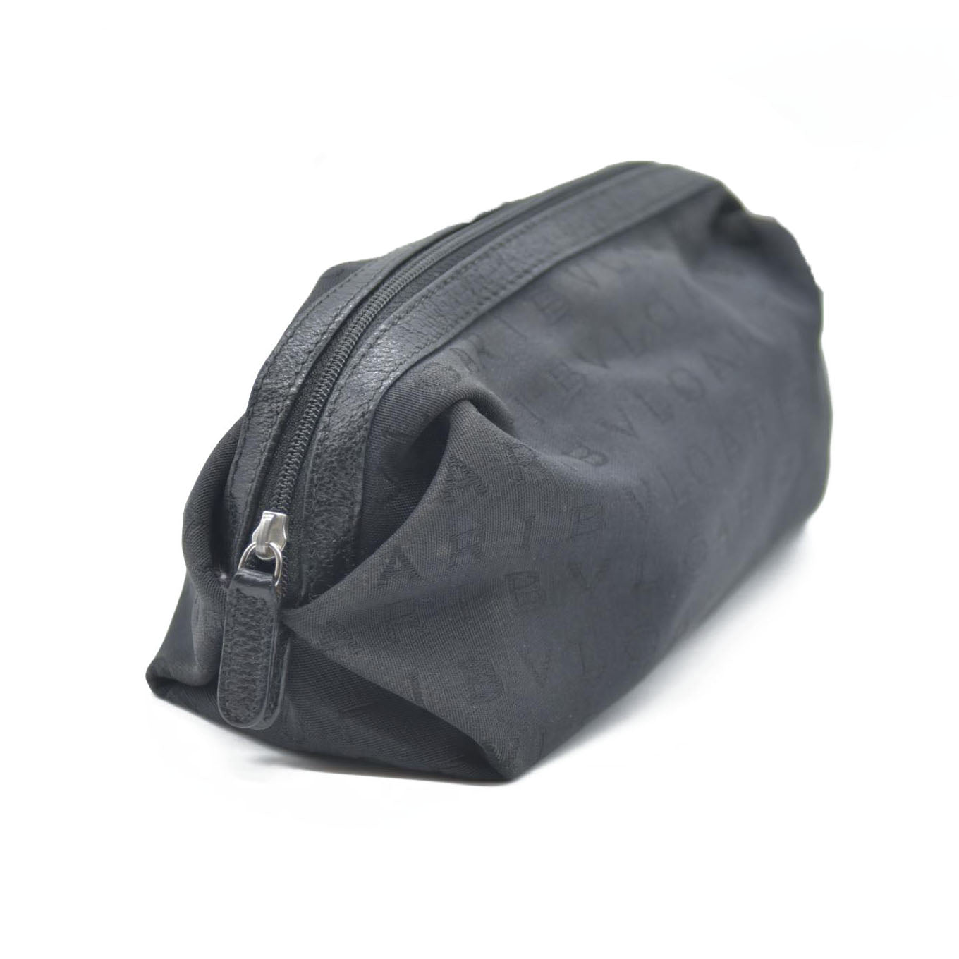 BVLGARI Logo Mania Canvas Cosmetic Pouch Bag Black