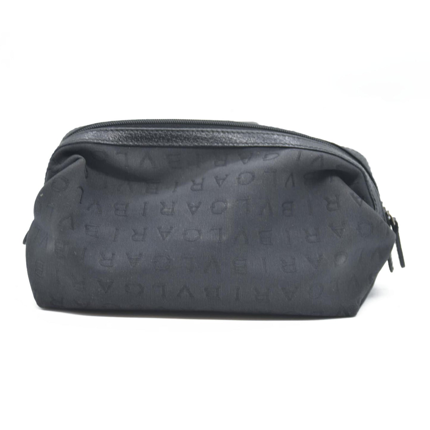 BVLGARI Logo Mania Canvas Cosmetic Pouch Bag Black