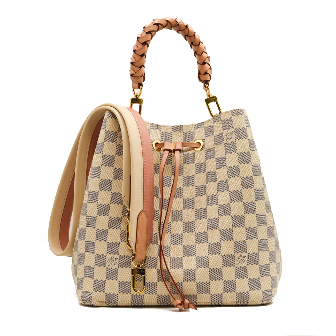 Louis Vuitton Damier Azur Braided Neonoe MM Peach Cream