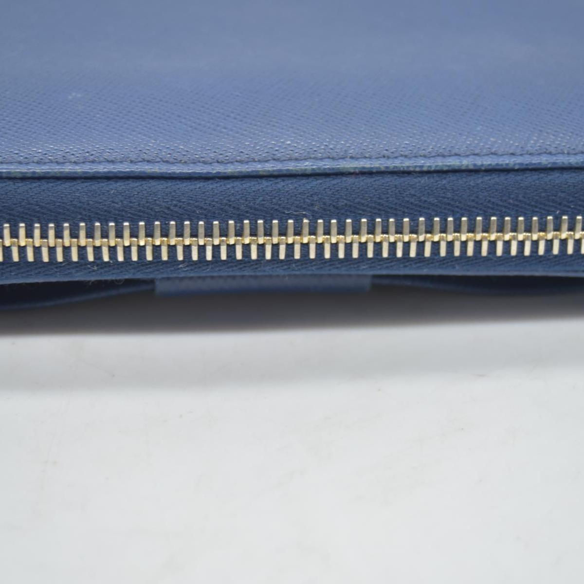 $975 PRADA Saffiano Bow Wallet Blue Zip Around Wallet CONSIGNMENT