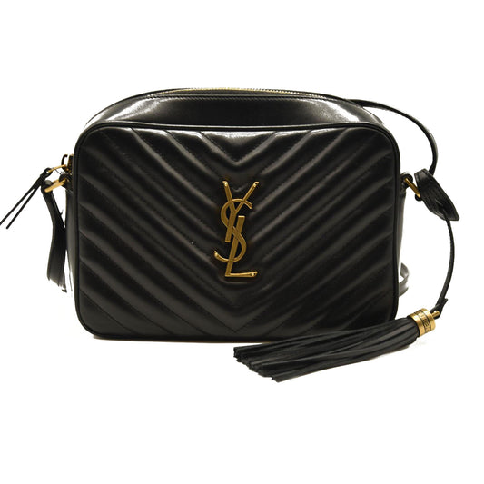 NEW Saint Laurent Calfskin Matelasse Monogram Lou Camera Bag Black