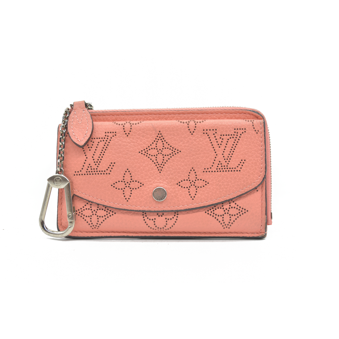 AUCTION $870 Louis Vuitton Mahina Recto Verso Card Holder Coral Leather