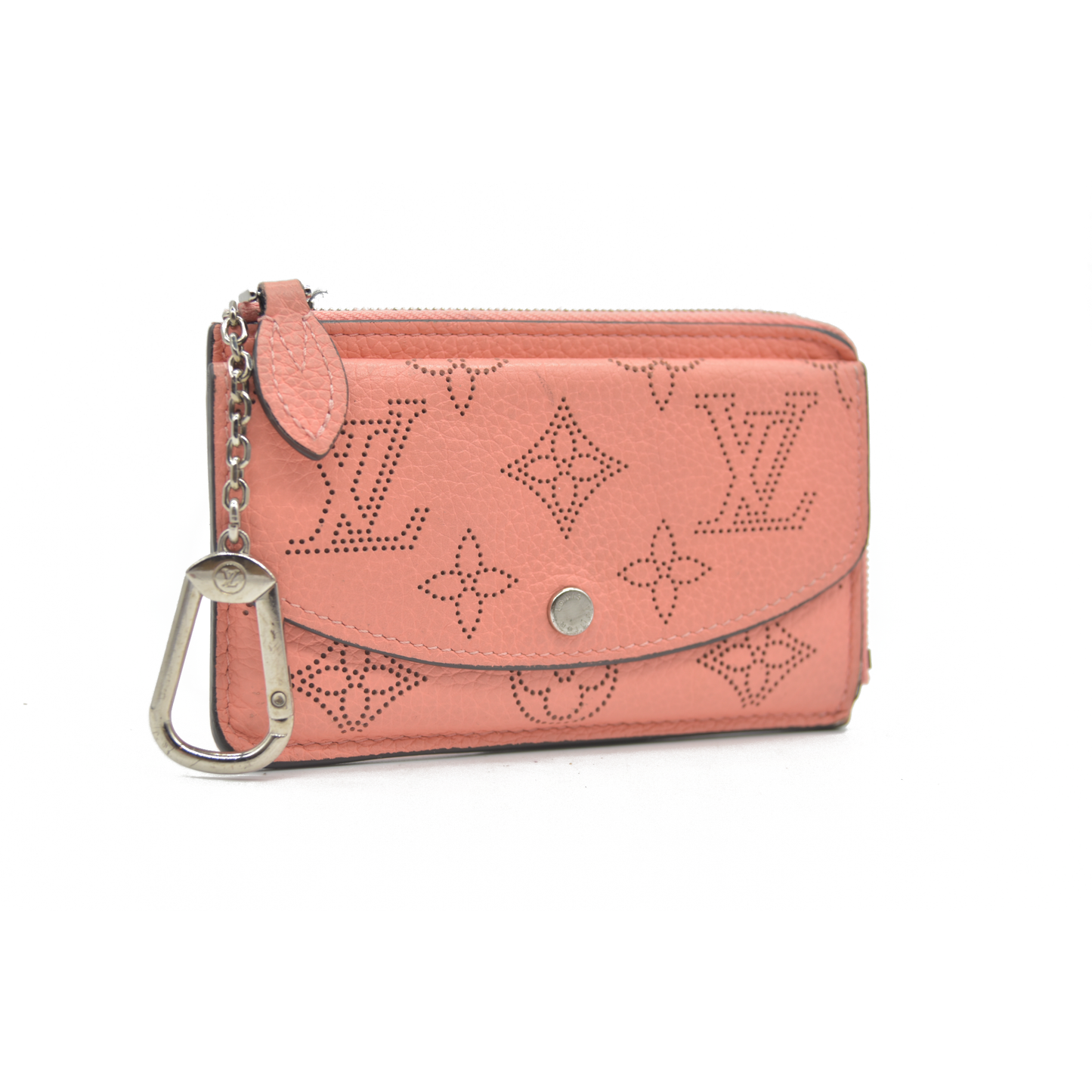 AUCTION $870 Louis Vuitton Mahina Recto Verso Card Holder Coral Leather