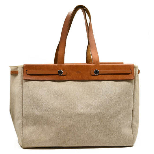 HERMES Toile Vache Hunter Herbag Cabas MM Natural
