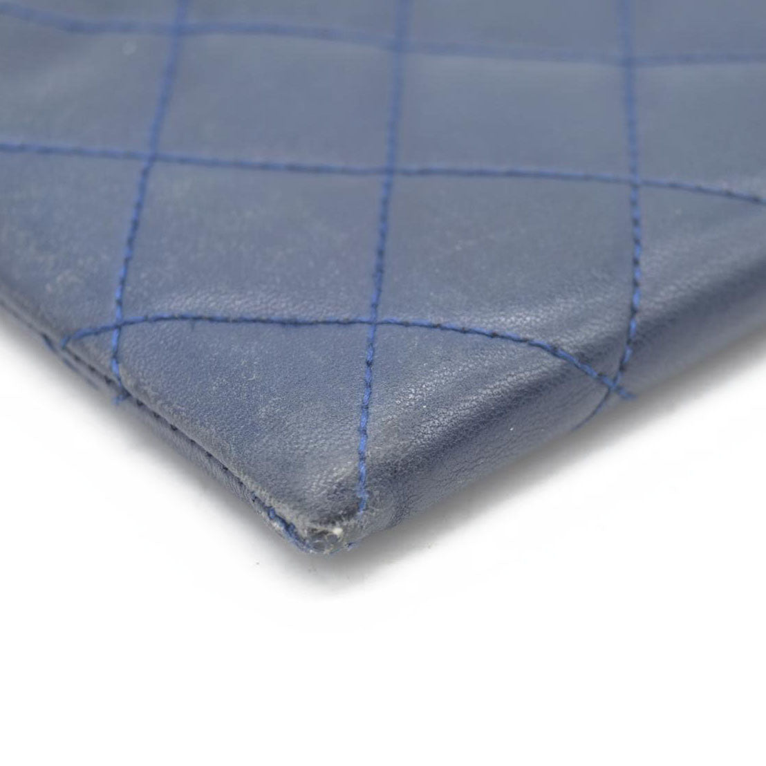 Chanel Long Quilted Charm Wallet CC Navy Blue