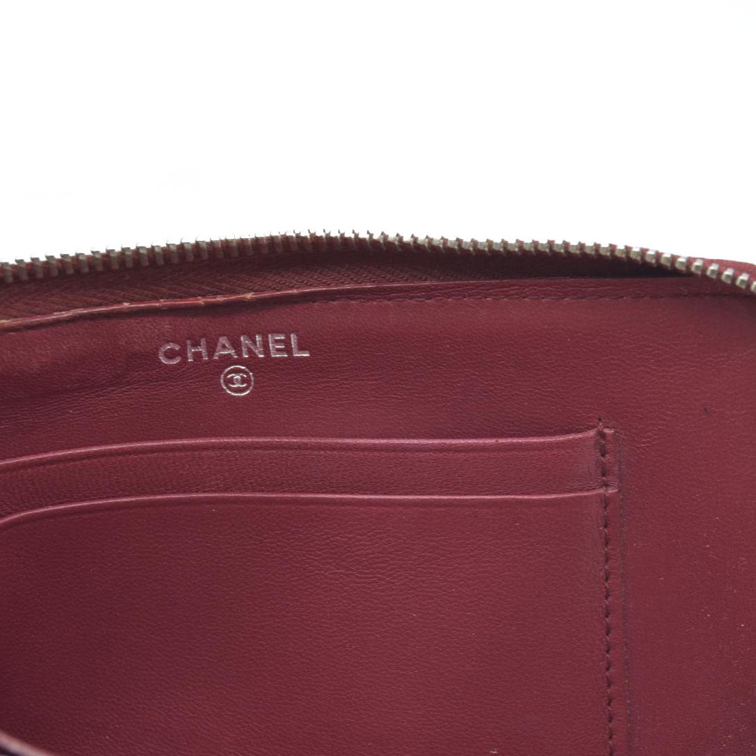 Chanel Long Quilted Charm Wallet CC Navy Blue