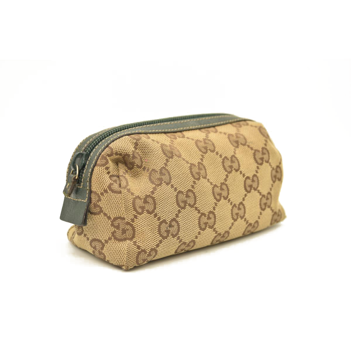 USED GUCCI Monogram Small Balthus Cosmetic Case Beige Green