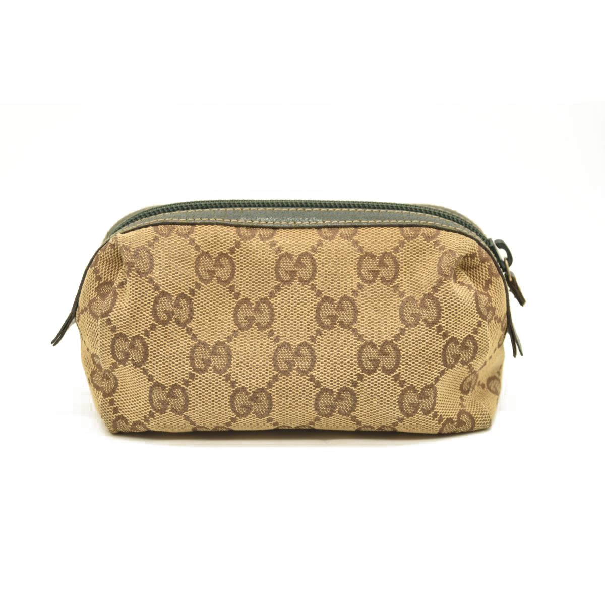 USED GUCCI Monogram Small Balthus Cosmetic Case Beige Green