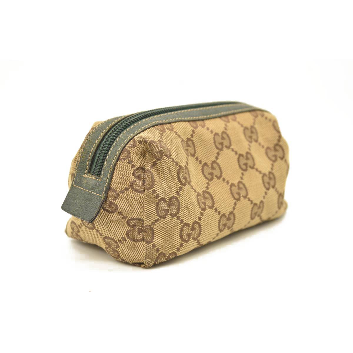 USED GUCCI Monogram Small Balthus Cosmetic Case Beige Green