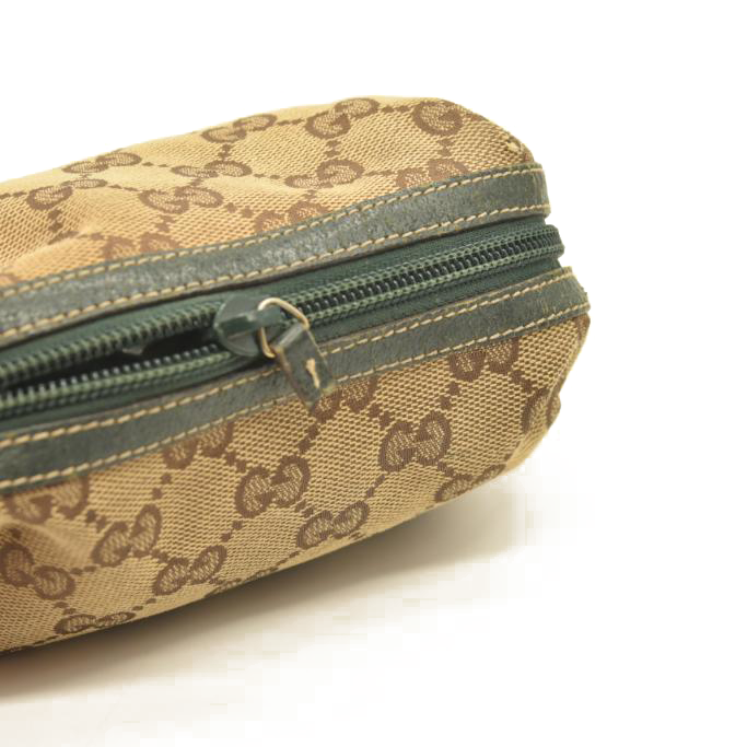 USED GUCCI Monogram Small Balthus Cosmetic Case Beige Green