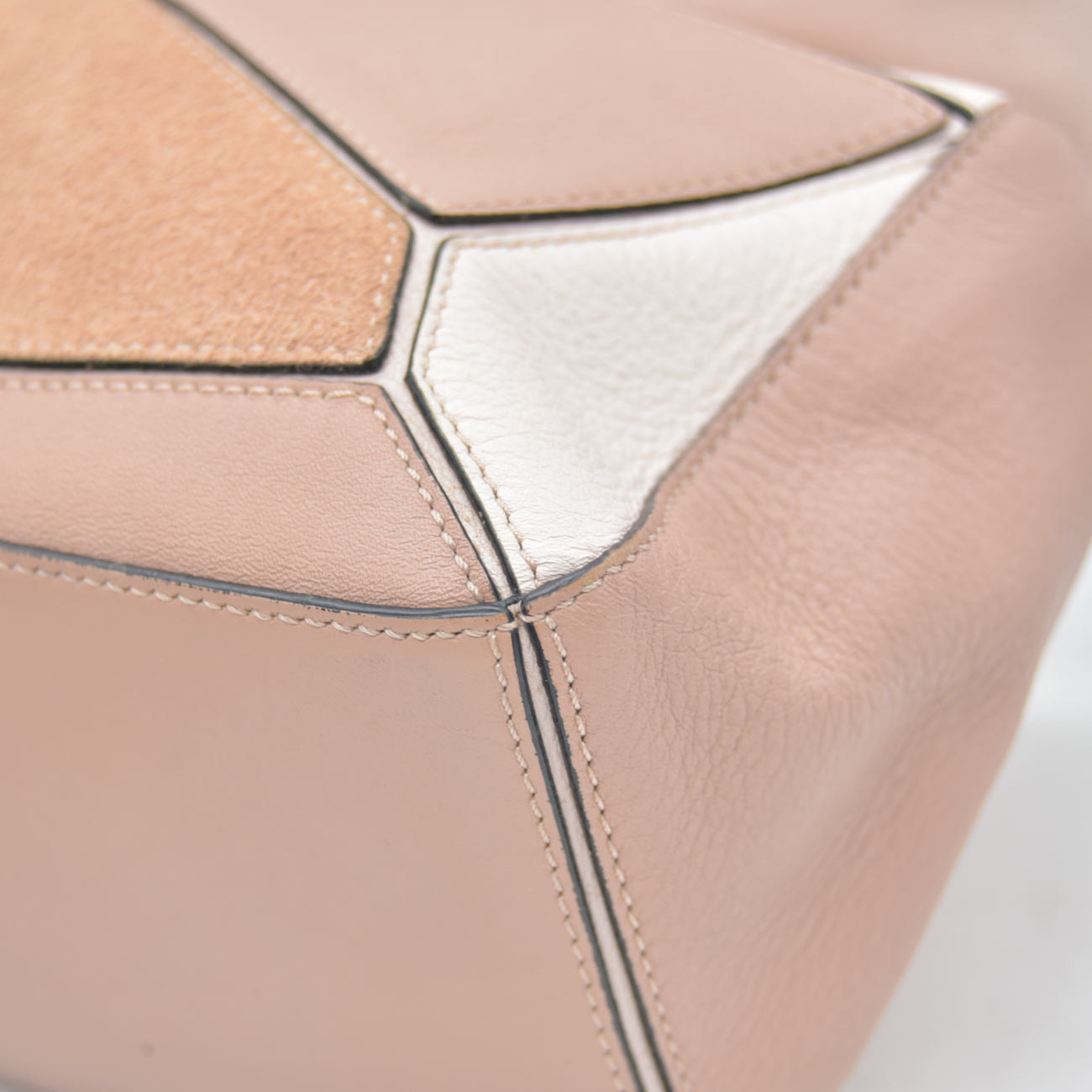 $3850 2017 Loewe Calfskin Suede Small Puzzle Bag Blush