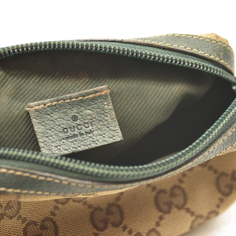 USED GUCCI Monogram Small Balthus Cosmetic Case Beige Green
