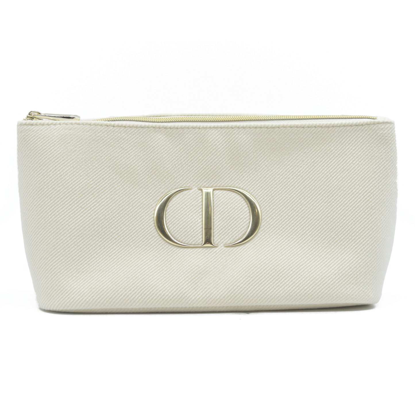 Dior GWP Cosmetic Pouch – Cream Canvas with Gold CD Logo