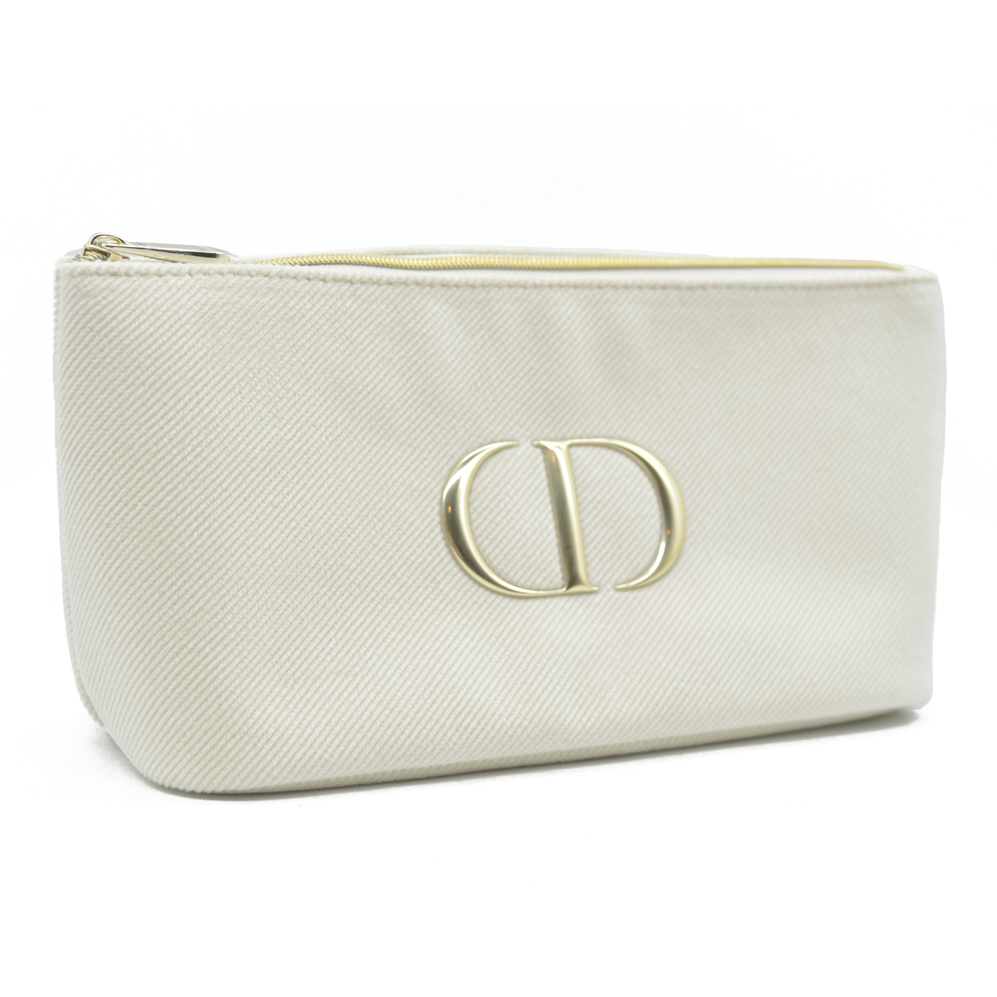 Dior GWP Cosmetic Pouch – Cream Canvas with Gold CD Logo