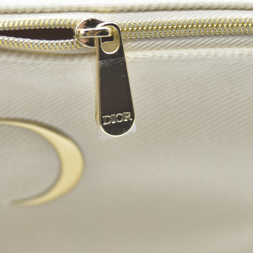 Dior GWP Cosmetic Pouch – Cream Canvas with Gold CD Logo