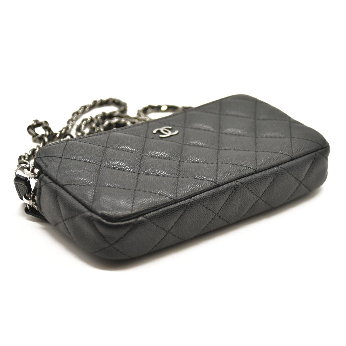 CHANEL  Caviar Quilted Small Clutch With Chain Black 25*