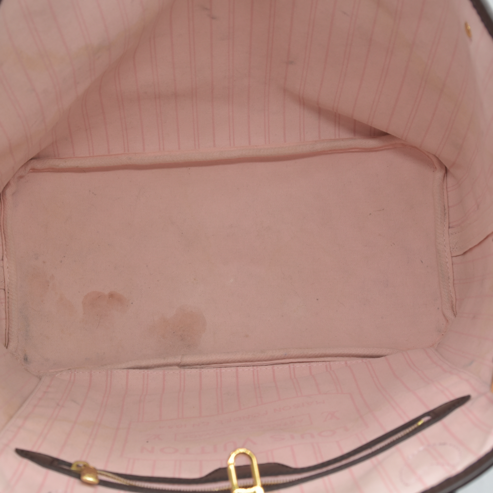 $2170 Louis Vuitton  Damier Ebene Neo Neverfull MM Rose Ballerine 2020 SD0270