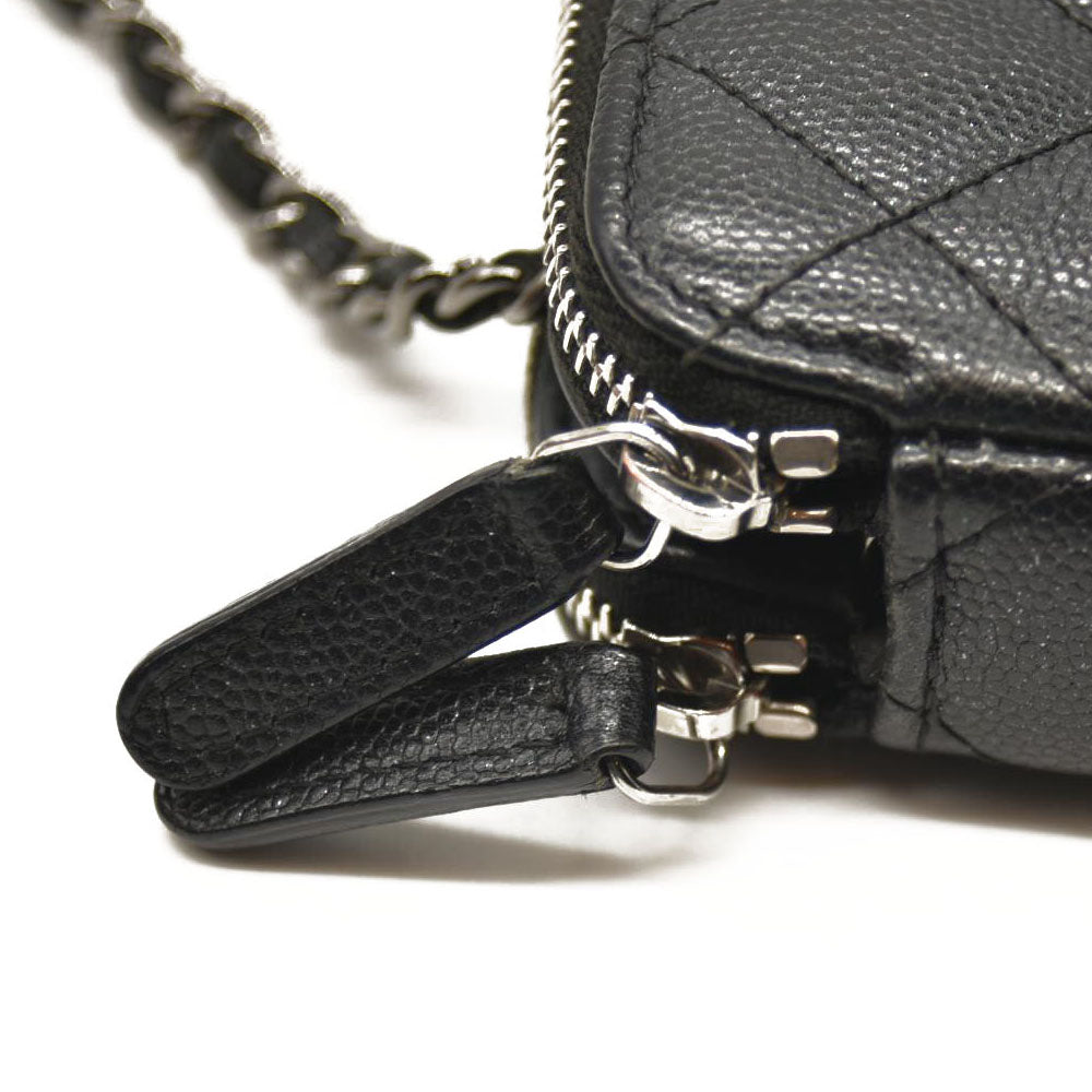 CHANEL  Caviar Quilted Small Clutch With Chain Black 25*