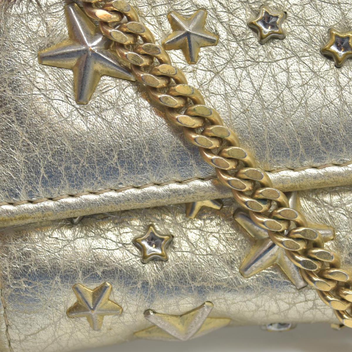 $795 Jimmy Choo Metallic Star Studded Wallet on Chain