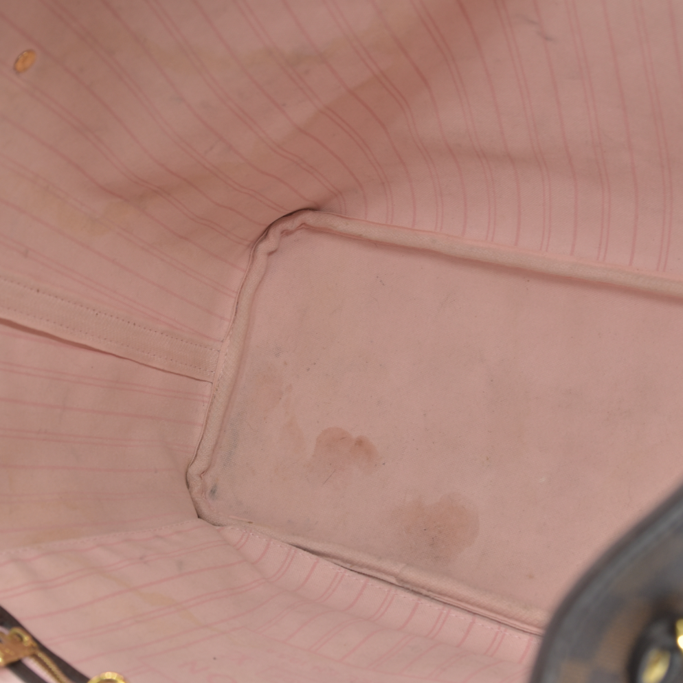 $2170 Louis Vuitton  Damier Ebene Neo Neverfull MM Rose Ballerine 2020 SD0270