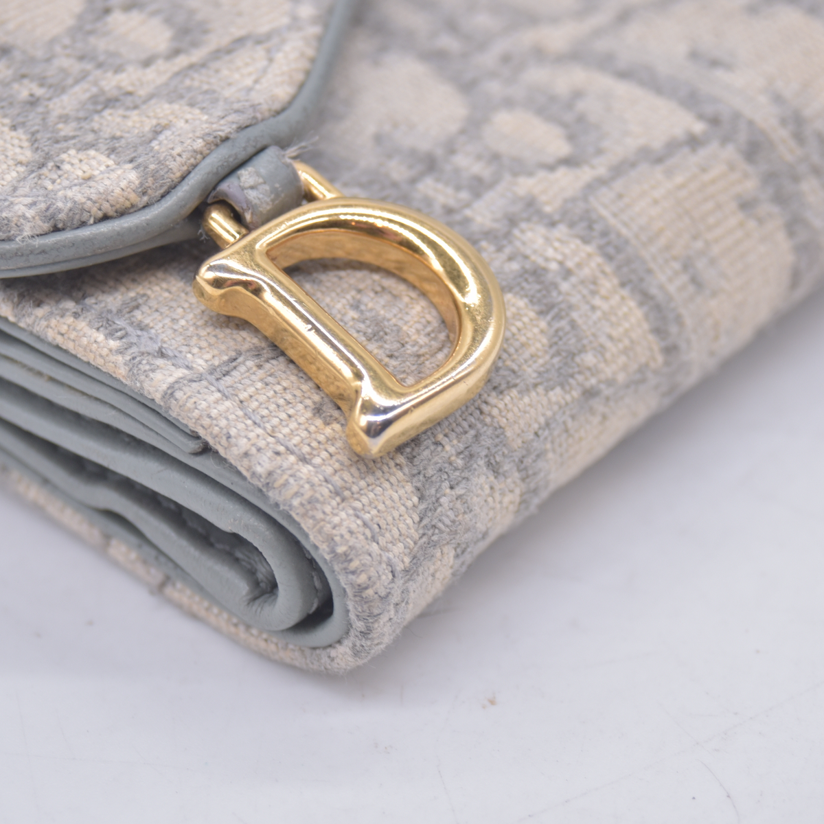 $690 Christian Dior Saddle Oblique Trotter Canvas Trifold Wallet 10021021