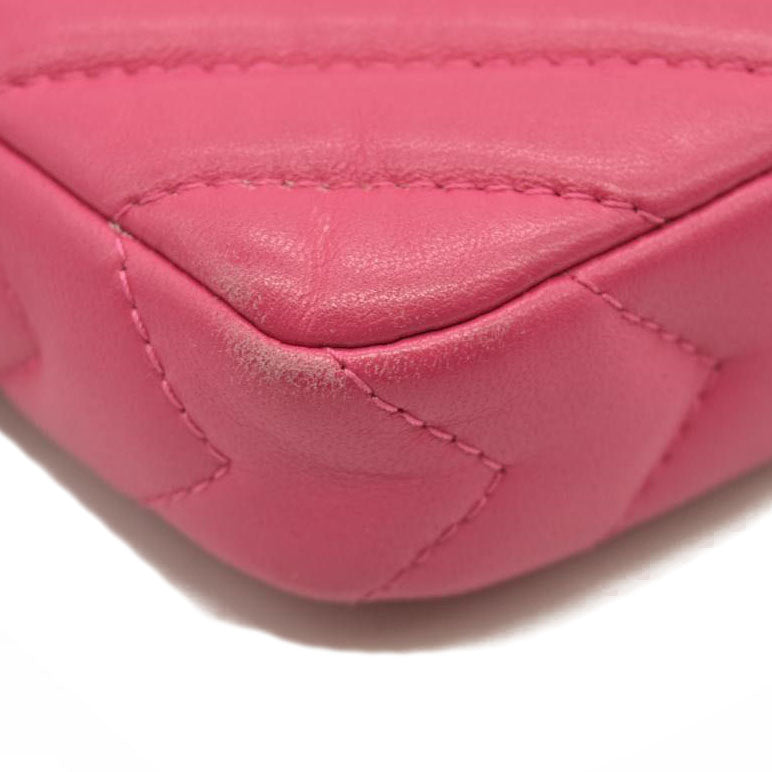 Chanel Lambskin Chevron Quilted Small Clutch With Chain Pink 23*