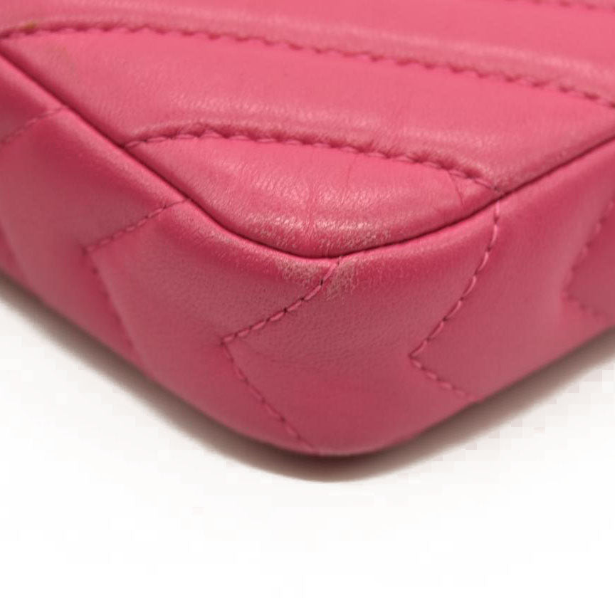 Chanel Lambskin Chevron Quilted Small Clutch With Chain Pink 23*