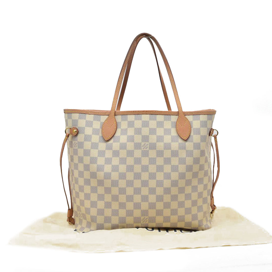 $2170 Louis Vuitton Damier Azur Neverfull SD2199 Rose Ballerine 2019