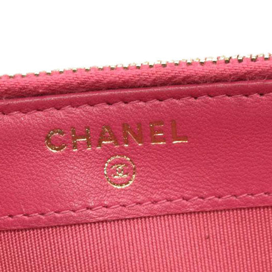 Chanel Lambskin Chevron Quilted Small Clutch With Chain Pink 23*