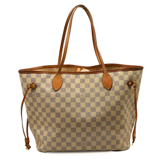 USED 2011 LOUIS VUITTON Damier Azur Neverfull MM Tote SA1111