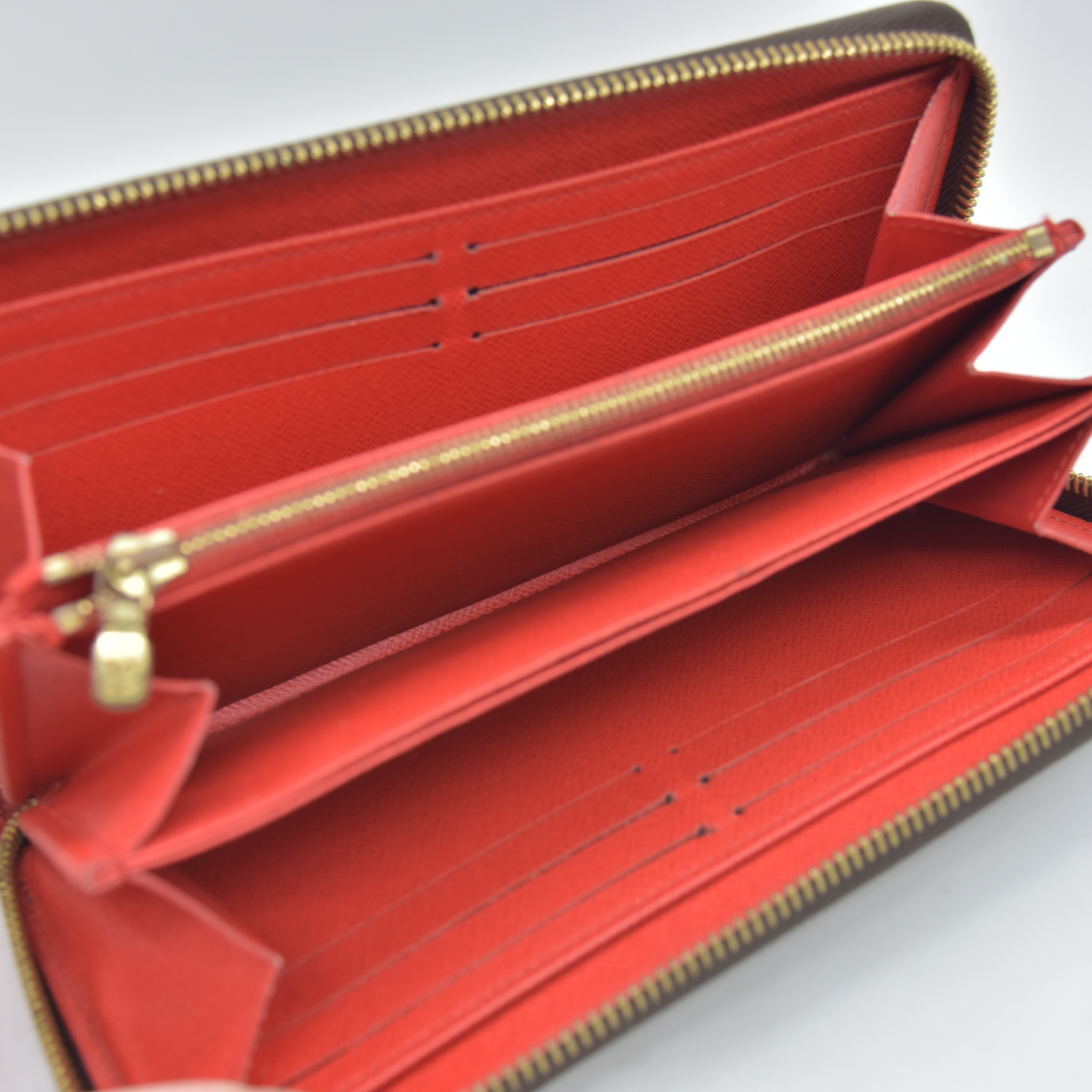 $960 RFID Louis Vuitton Monogram Zippy Wallet Coquelicot