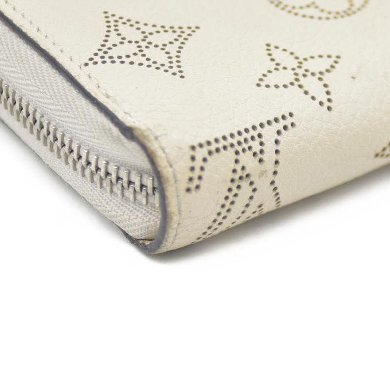 Louis Vuitton Mahina Leather Zippy Zip Around Long Wallet Ivory TN2156