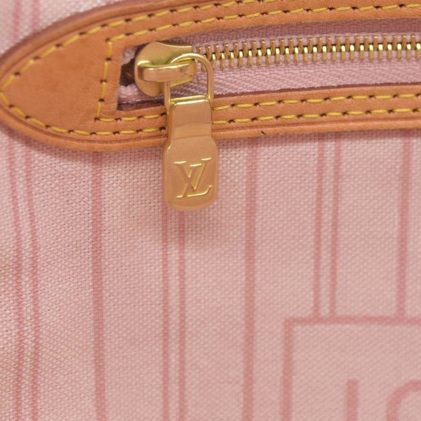 $2170 Louis Vuitton Damier Azur Neverfull SD2199 Rose Ballerine 2019