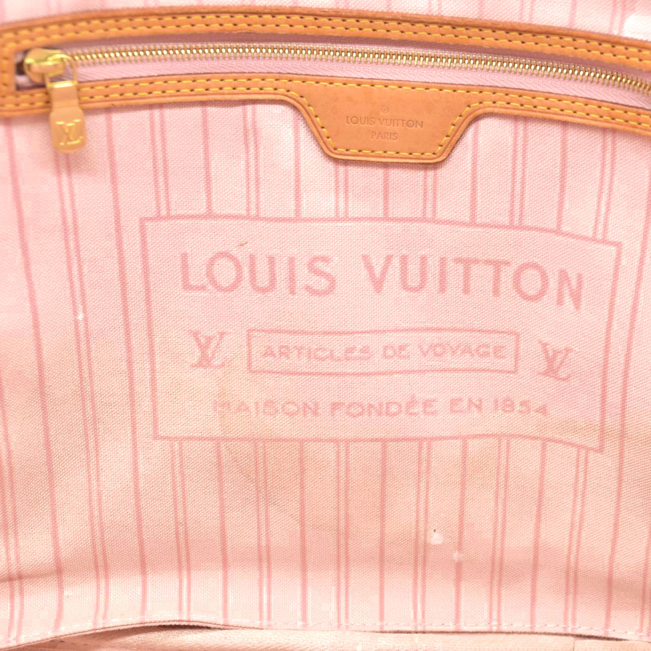 $2170 Louis Vuitton Damier Azur Neverfull SD2199 Rose Ballerine 2019