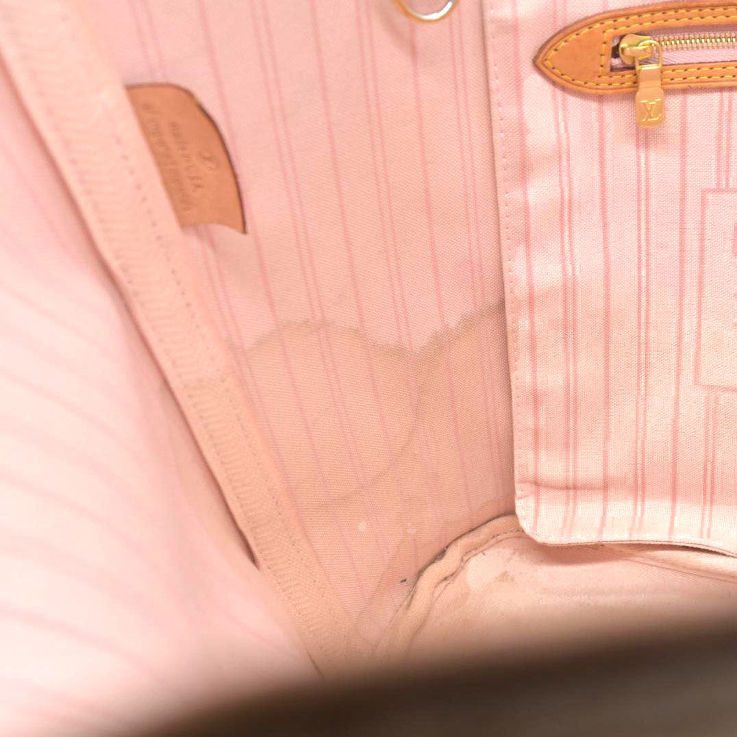 $2170 Louis Vuitton Damier Azur Neverfull SD2199 Rose Ballerine 2019