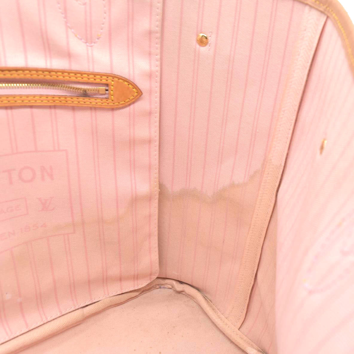 $2170 Louis Vuitton Damier Azur Neverfull SD2199 Rose Ballerine 2019