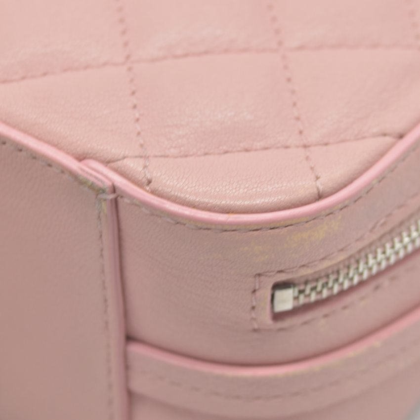 $4200 Chanel Lambskin Quilted Mini CC Box Camera Bag Pink