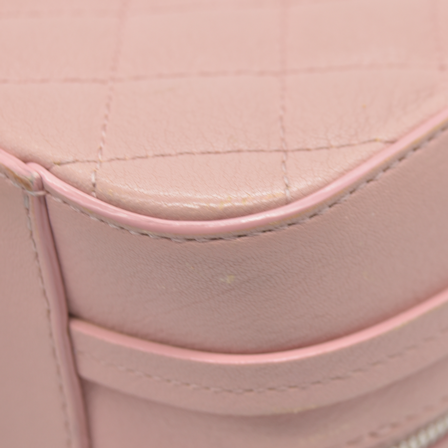 $4200 Chanel Lambskin Quilted Mini CC Box Camera Bag Pink