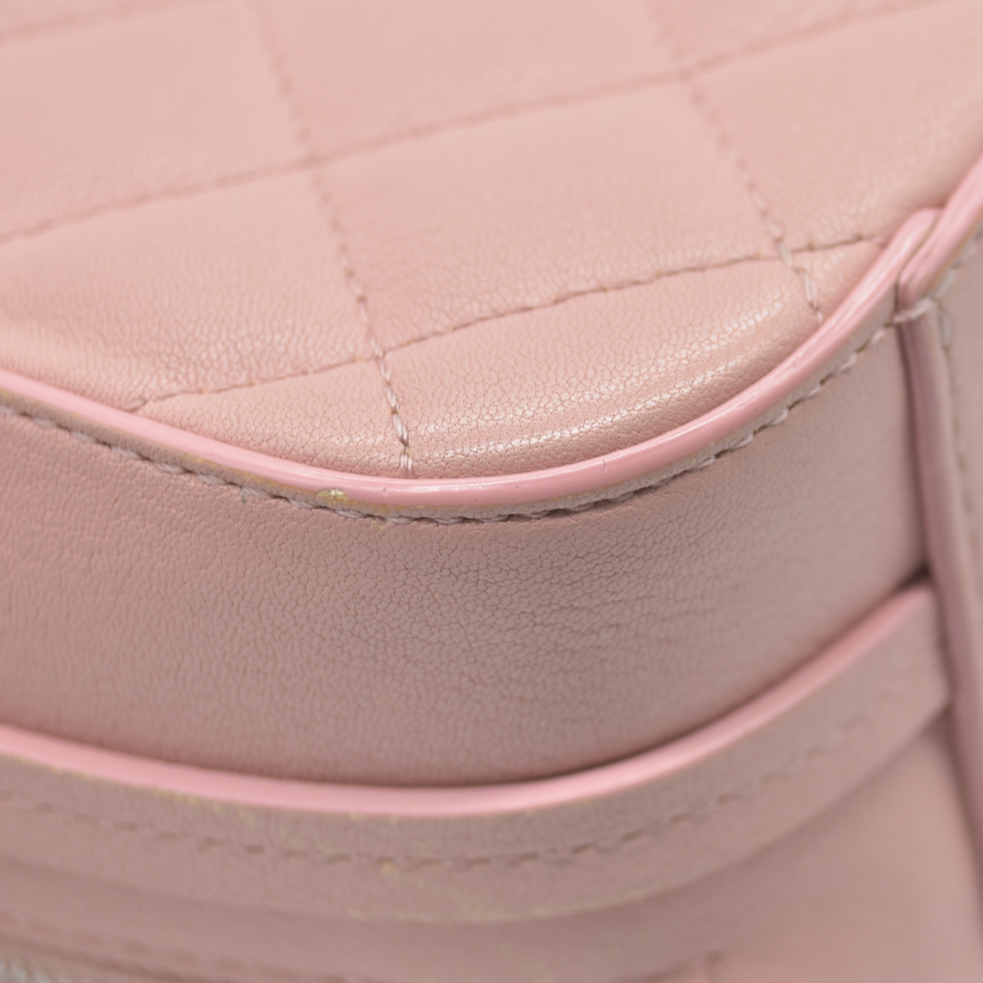 $4200 Chanel Lambskin Quilted Mini CC Box Camera Bag Pink