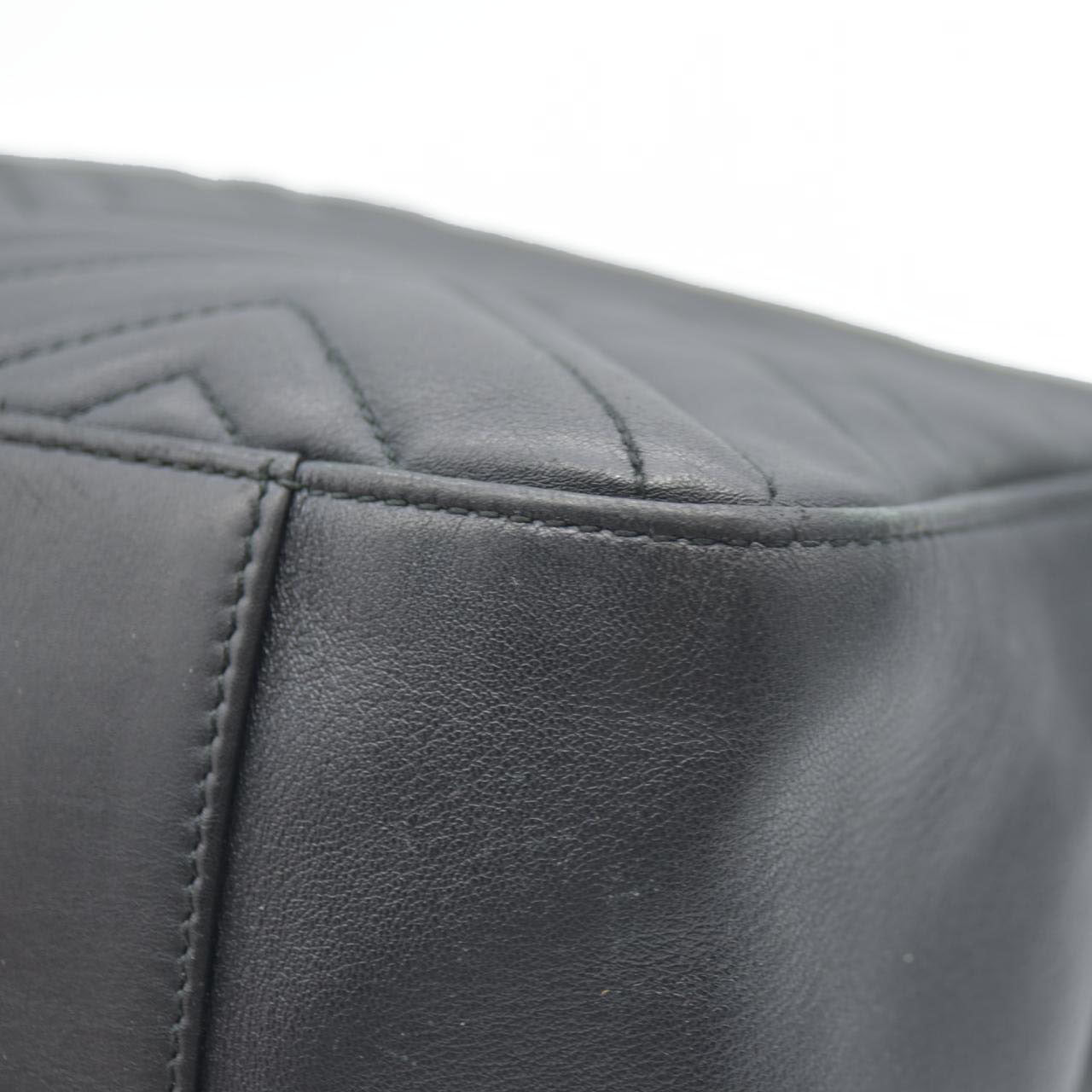 $2980 Gucci Calfskin Matelasse Medium GG Marmont Shoulder Tote Bag Black