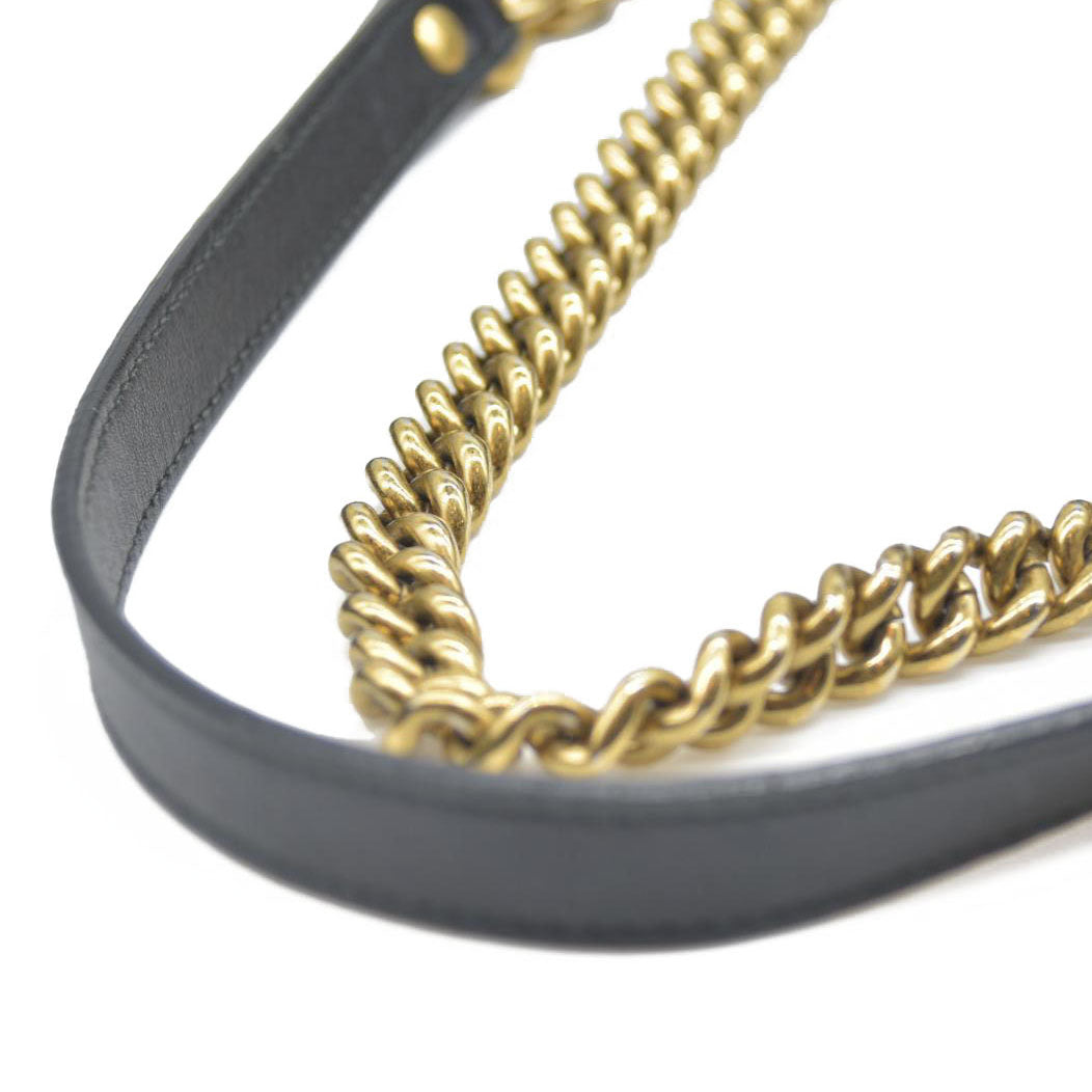 $2980 Gucci Calfskin Matelasse Medium GG Marmont Shoulder Tote Bag Black