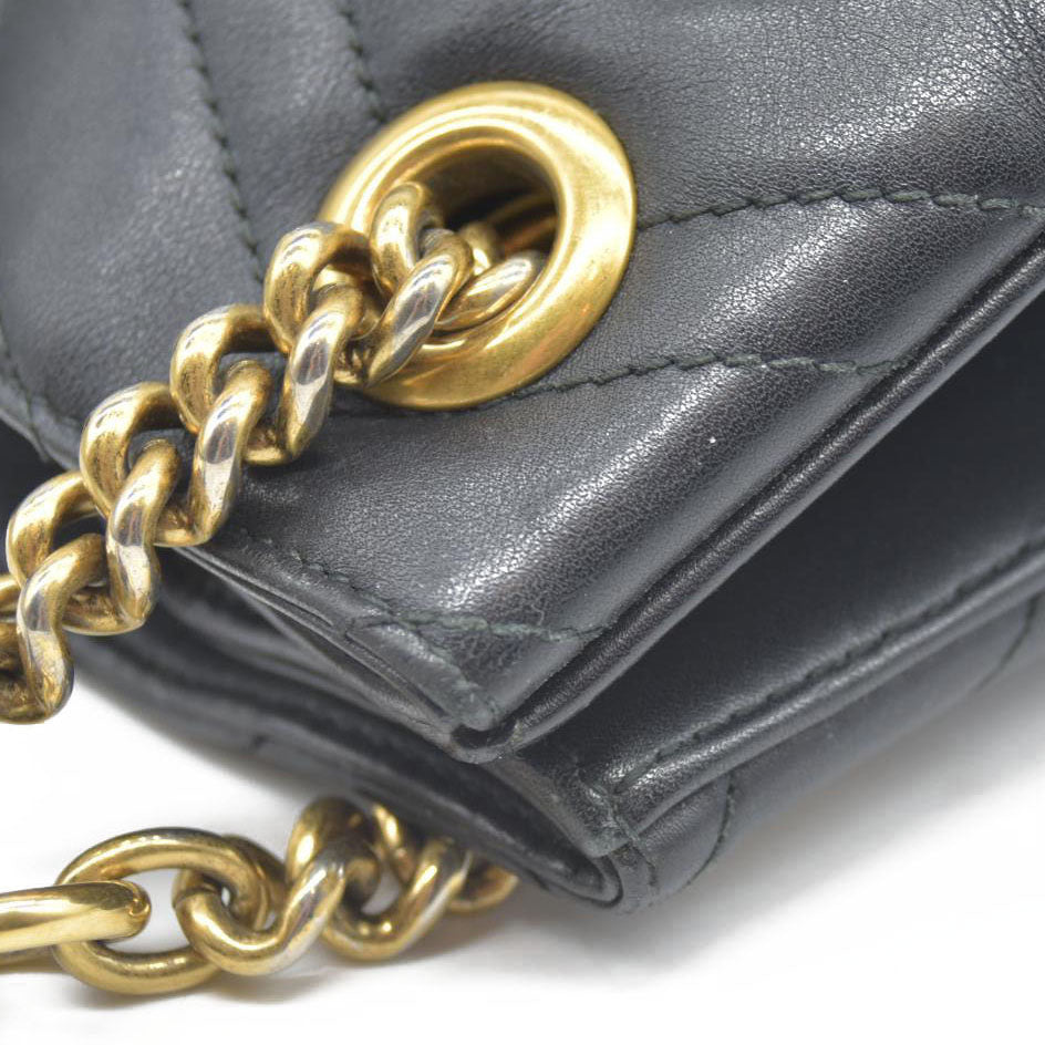 $2980 Gucci Calfskin Matelasse Medium GG Marmont Shoulder Tote Bag Black