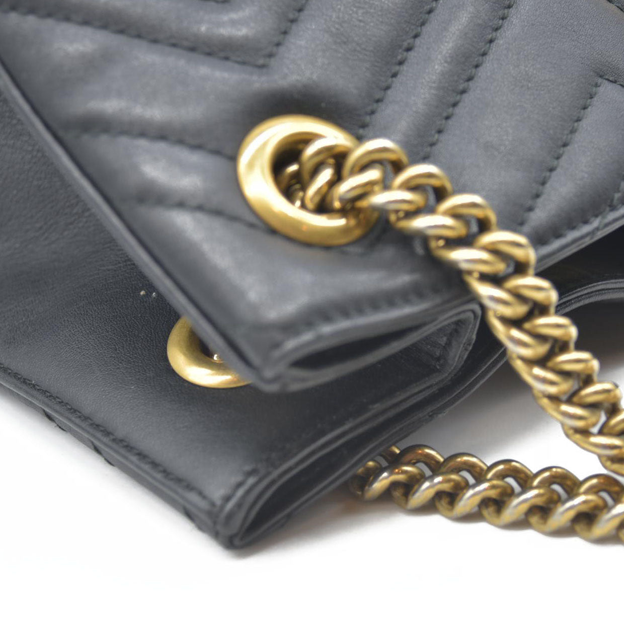 $2980 Gucci Calfskin Matelasse Medium GG Marmont Shoulder Tote Bag Black