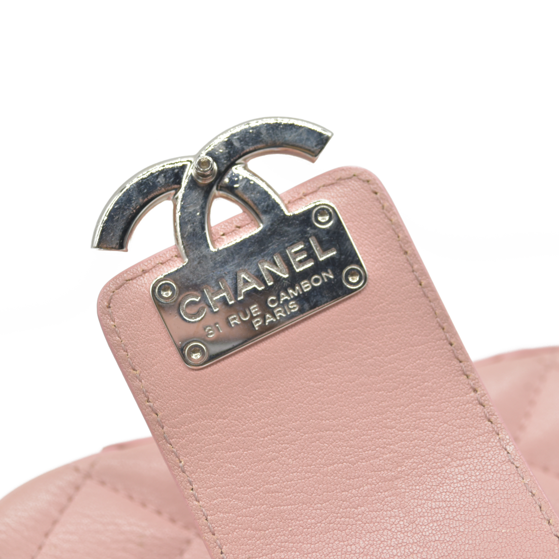 $4200 Chanel Lambskin Quilted Mini CC Box Camera Bag Pink