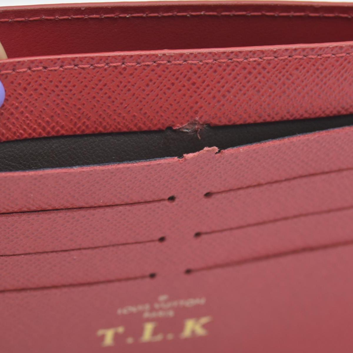 $500 Louis Vuitton  Calfskin Pochette Felicie Card Holder Insert Red