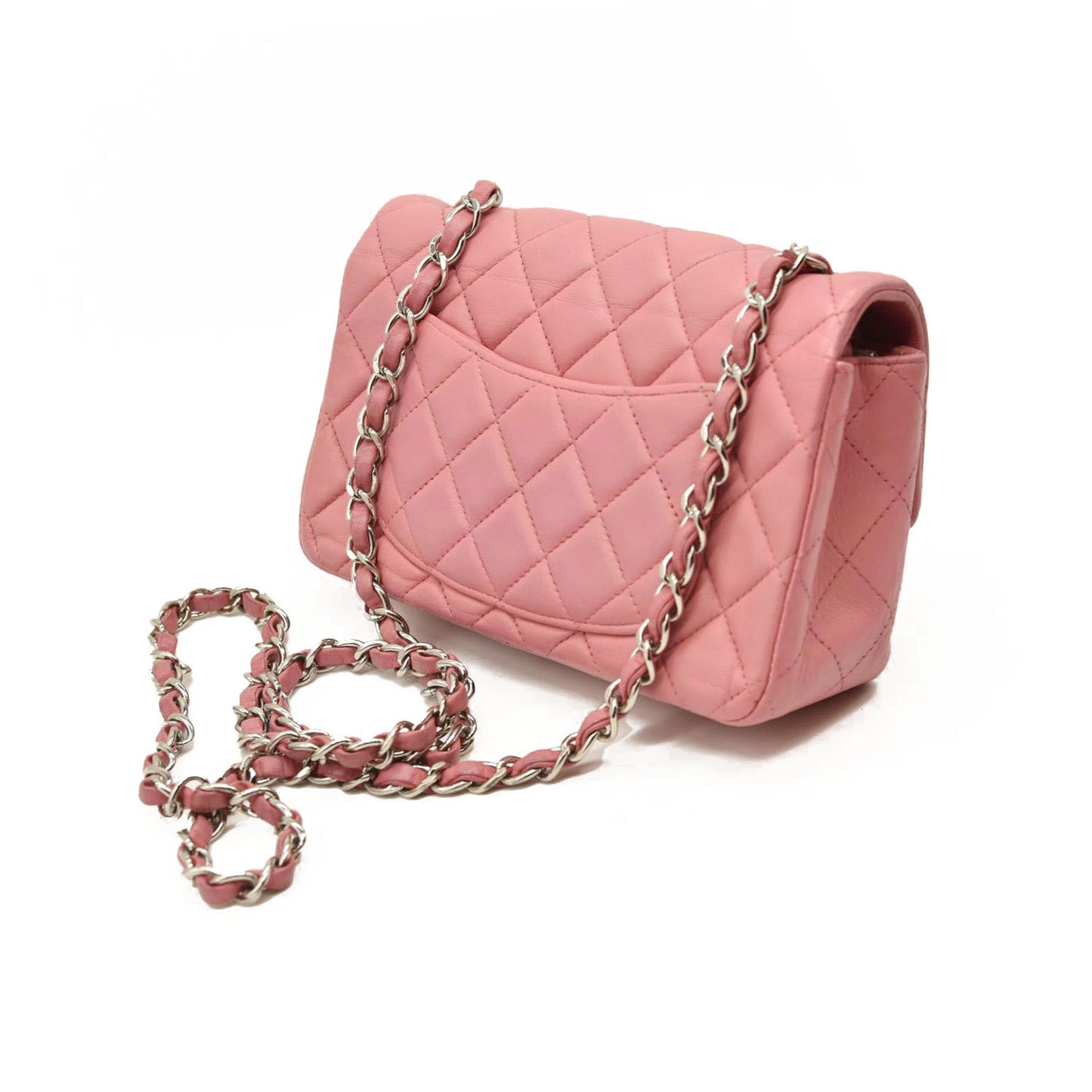 Chanel  Lambskin Quilted Mini Rectangular Flap Pink 18*