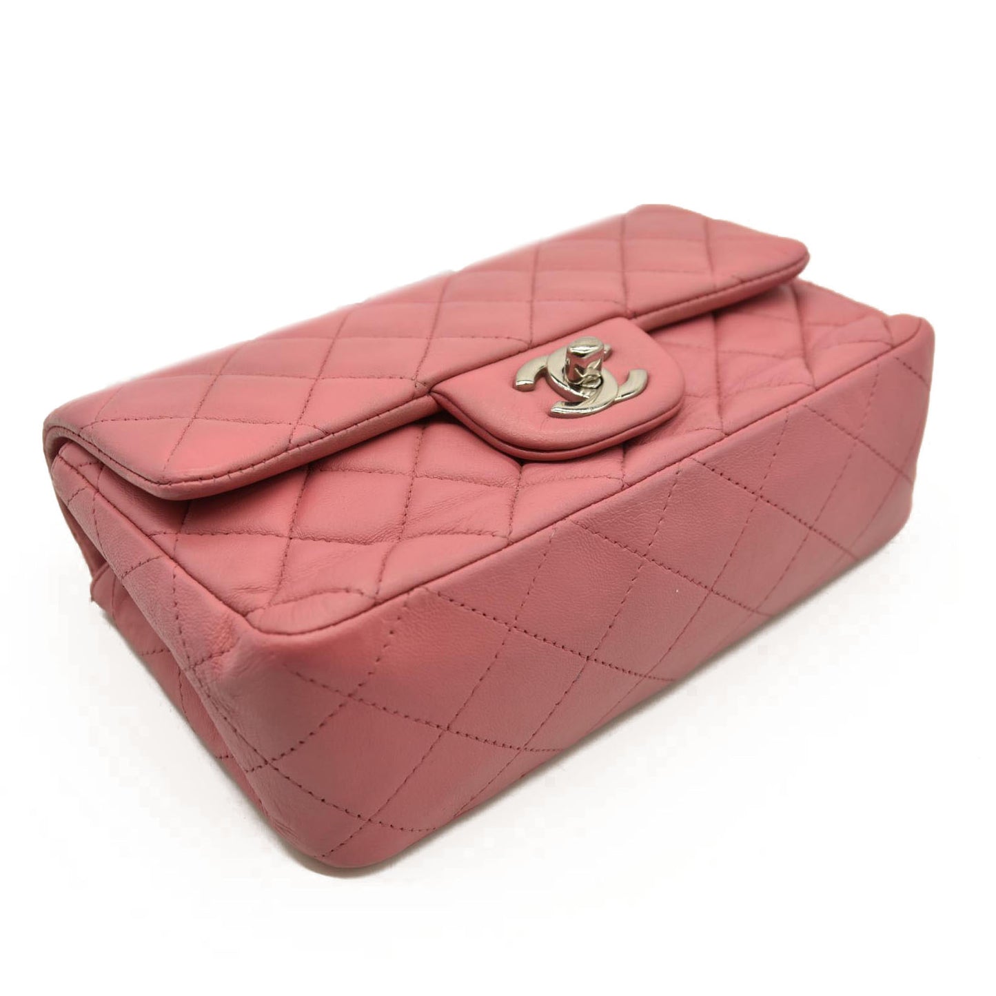 Chanel  Lambskin Quilted Mini Rectangular Flap Pink 18*
