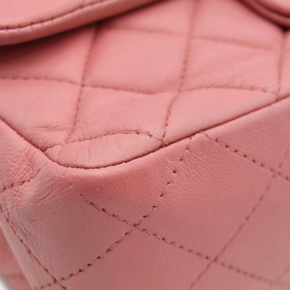 Chanel  Lambskin Quilted Mini Rectangular Flap Pink 18*