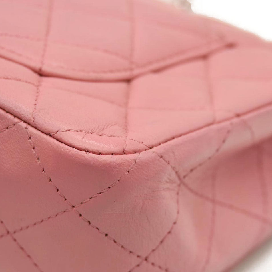Chanel  Lambskin Quilted Mini Rectangular Flap Pink 18*