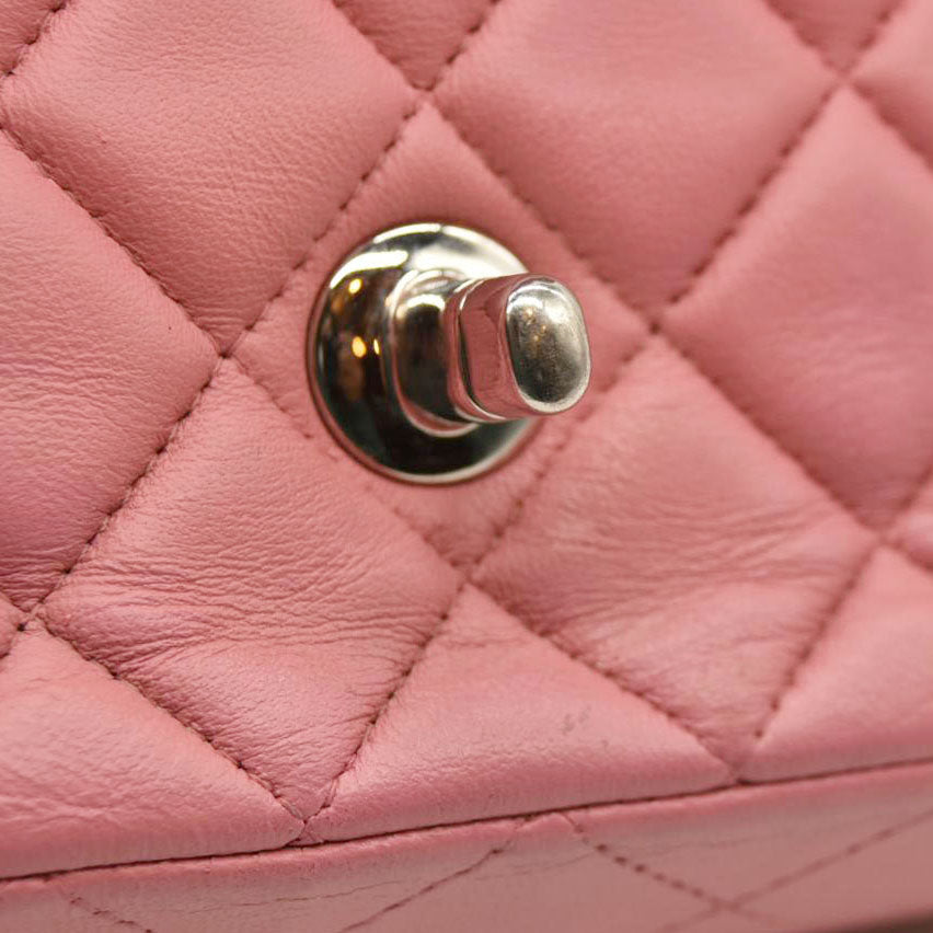 Chanel  Lambskin Quilted Mini Rectangular Flap Pink 18*
